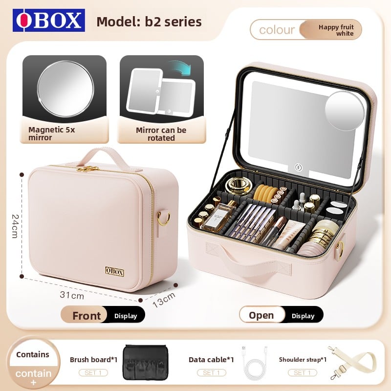 Makeup Bag with Mirror & LED Lamp – All-in-One Lighted Beauty Case for Travel & Home