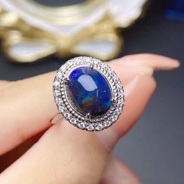 Natural Black Opal Ring