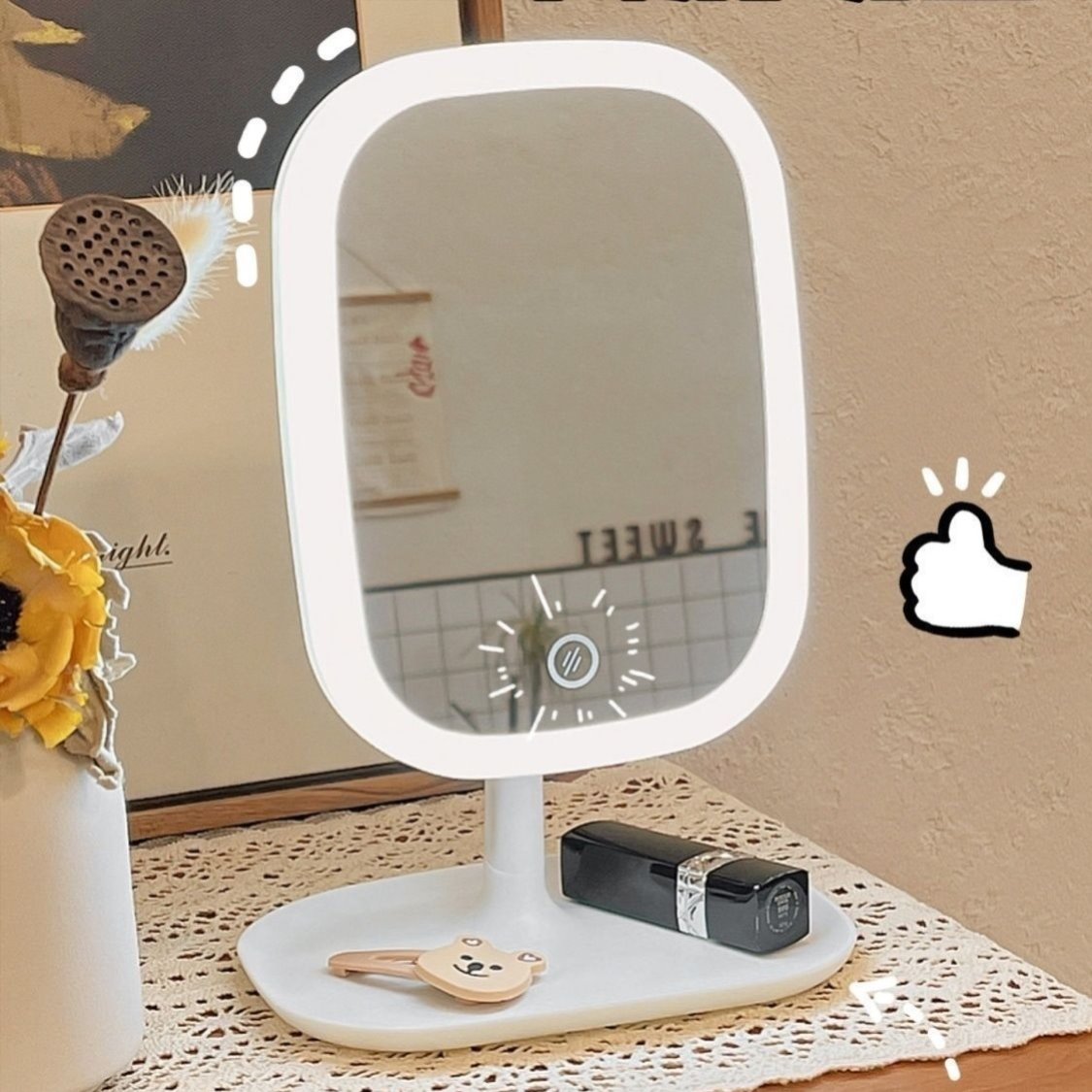 LED Smart Makeup Mirror with Storage – Lighted Vanity Mirror