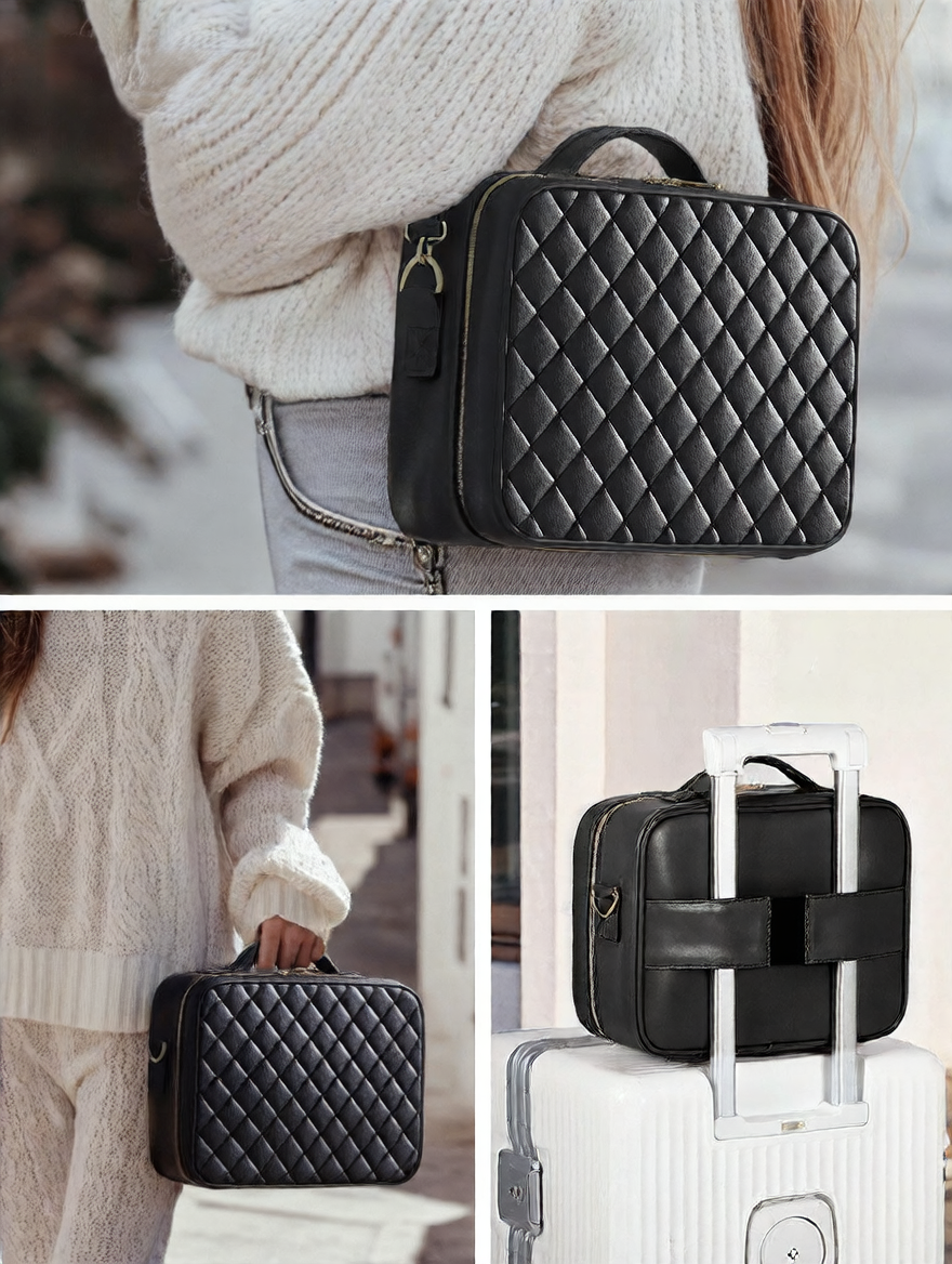 Makeup Bag with Mirror & LED Lamp – All-in-One Lighted Beauty Case for Travel & Home