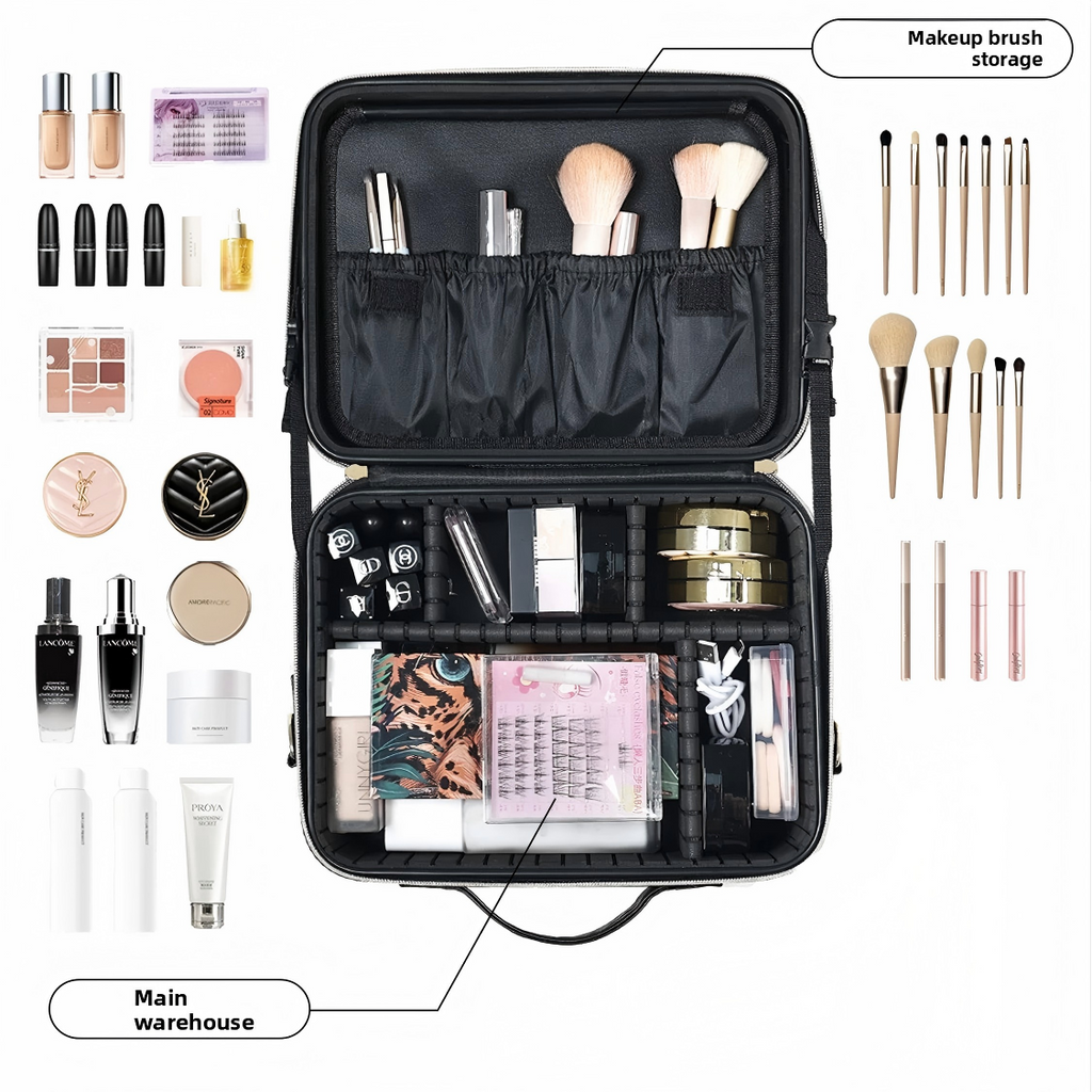 Makeup Bag with Mirror & LED Lamp – All-in-One Lighted Beauty Case for Travel & Home