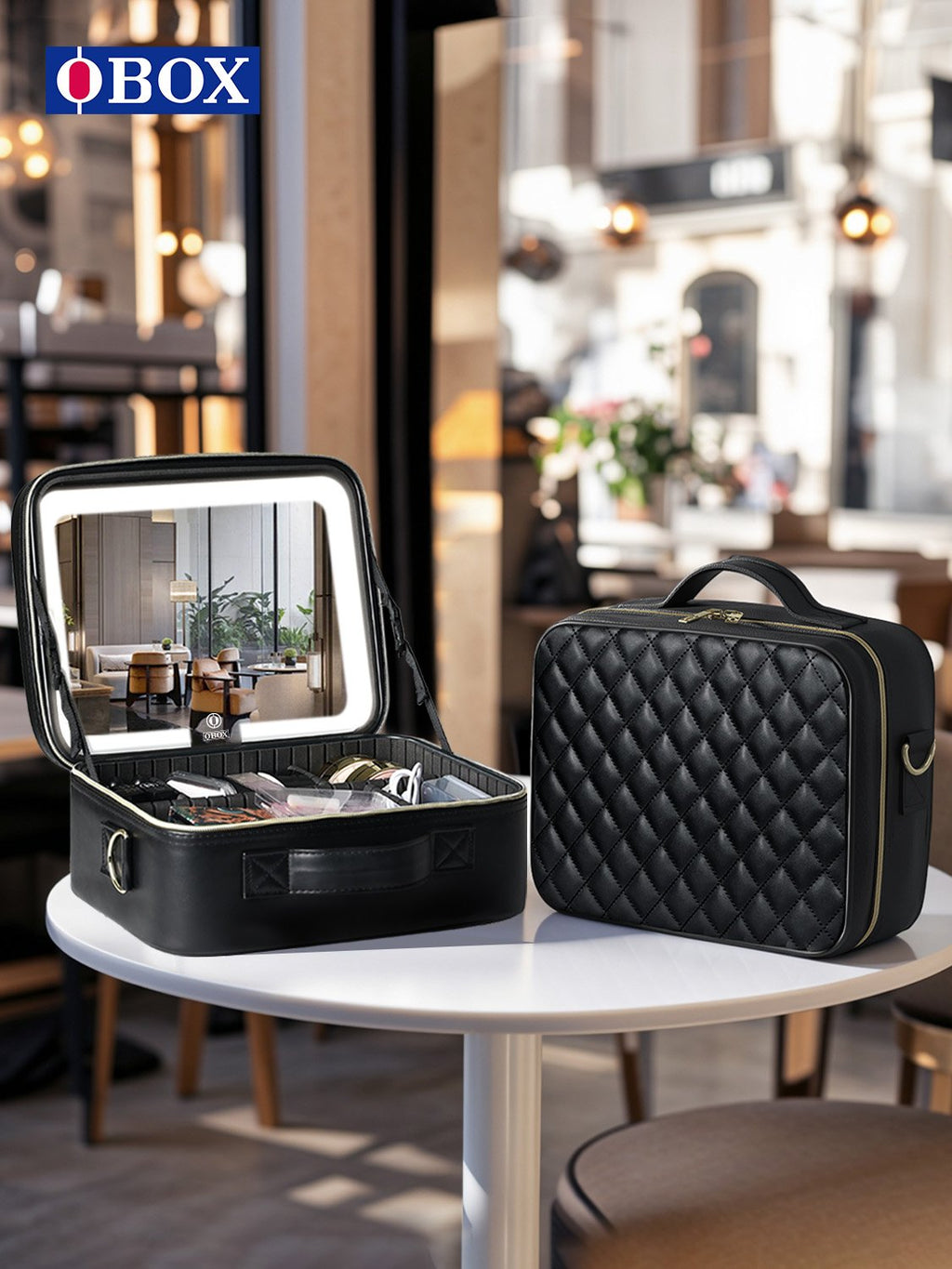 Makeup Bag with Mirror & LED Lamp – All-in-One Lighted Beauty Case for Travel & Home