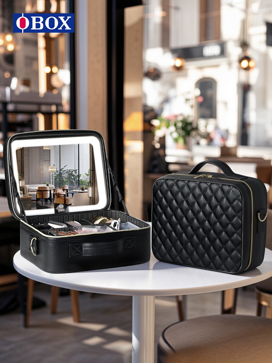 Makeup Bag with Mirror & LED Lamp – All-in-One Lighted Beauty Case for Travel & Home