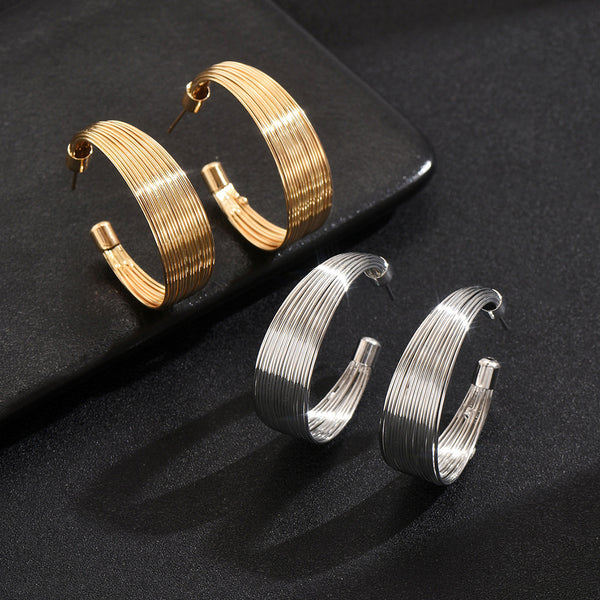 Metallic Minimalist Multi-Layer Circle Earrings